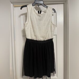 White & Black Fit & Flare Sleeveless Dress for Cocktail, Dances, & Festivals